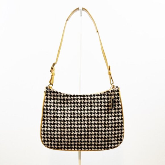 Coach Classic Wool Houndstooth Leather Shoulder Bag 8161 - Picture 1 of 16